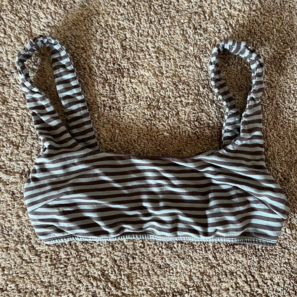 Fashion Brand Company Striped Gray And Brown Sports Bra